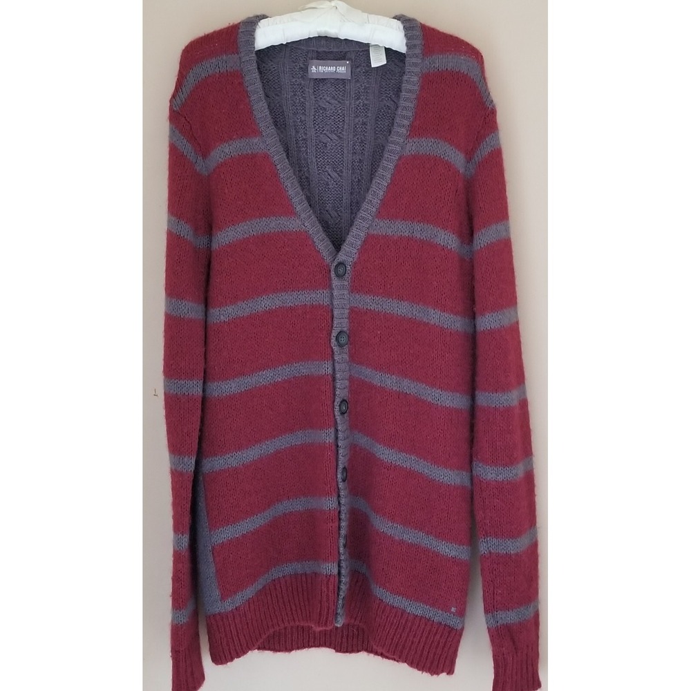 RICHARD CHAI For ORIGINAL PENGUIN Acrylic/Wool Blend Knitted Long Cardigan Sz M!